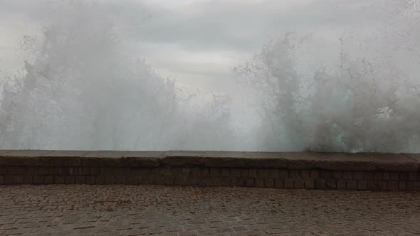 Extreme Wave crushing coast , Large Ocean Beautiful Wave, Awesome power of waves breaking