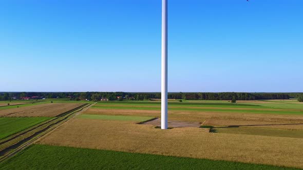 Huge Windmill in the Field From Drone