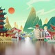 Chinese Traditional Cartoon Style Stage Background - VideoHive Item for Sale
