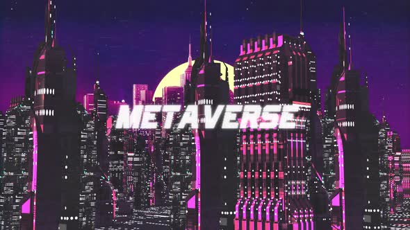 Retro Cyber City Background Metaverse