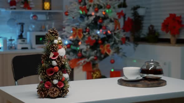 Nobody in Christmas Decorated Kitchen at Home