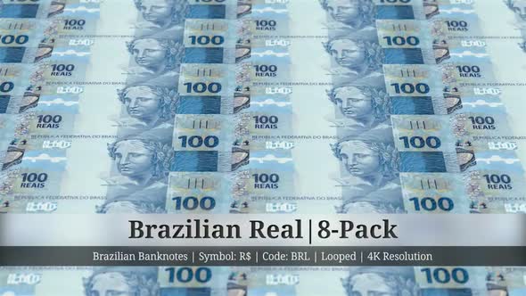 Brazilian Real | Brazil Currency - 8 Pack | 4K Resolution | Looped