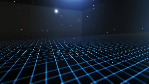 Digital Grid Background With Particles 1