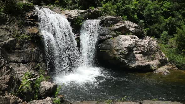 Sister Waterfall Landscape, Nature of the Southern Part of Hainan Province, China