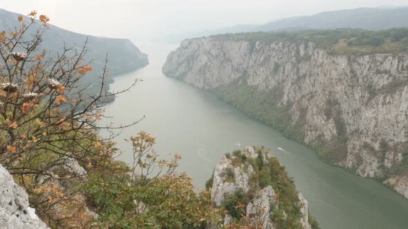 Danube river narrowest point between Serbia and Romania 4K 2160p 30fps UltraHD footage - Beauty of n