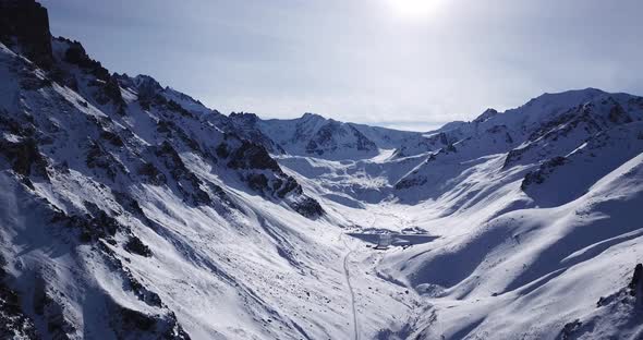 Winter Gorges in the Mountains and a Dam