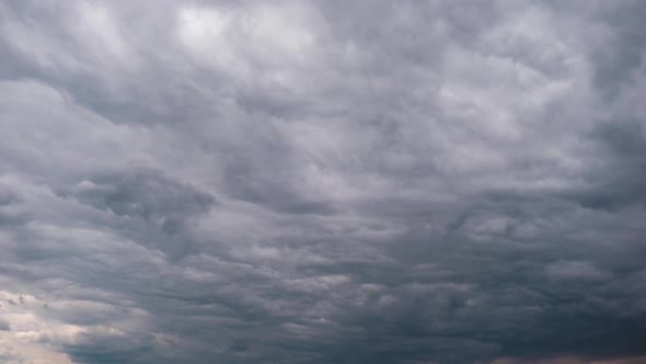 Timelapse of Gray Cumulus Clouds Moves in Blue Dramatic Sky Cirrus Cloud Space