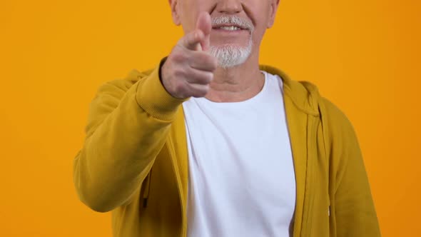 Self-Confident Aged Male Showing Call Me Gesture, Flirting Date, Communication