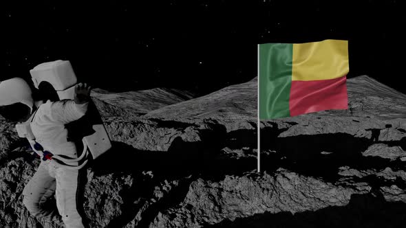 Astronaut Planting Benin Flag on the Moon