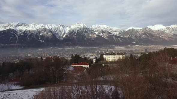 Aerial view of mountains surrounding Innsbruck