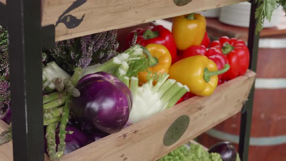 Fresh Vegetables in Wooden Rack