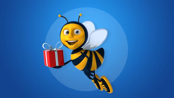 Fun bee with a gift