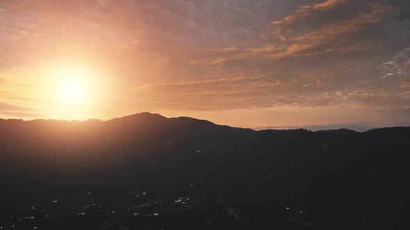 Mountain Silhouette at Sunset Aerial