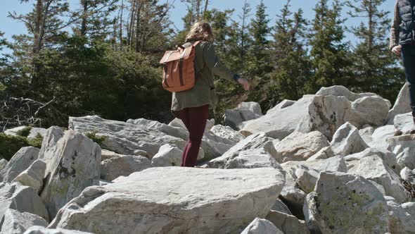 Adventurous Young Couple Hiking