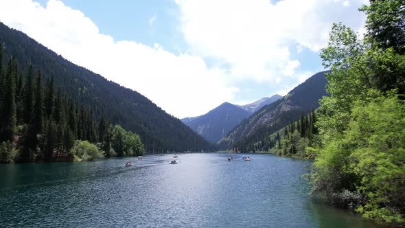 Kolsai Mountain Lake and Green Forest