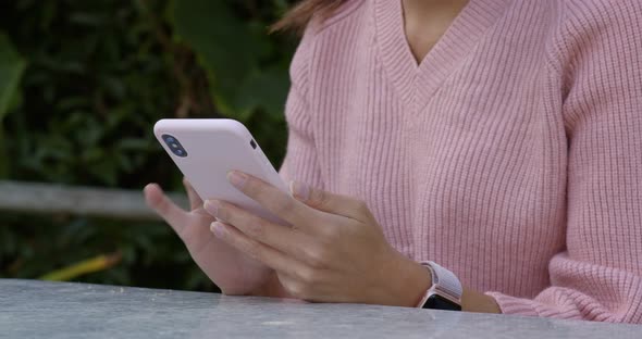 Close up of woman use of mobile phone