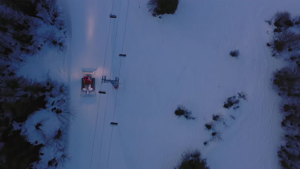 Aerial View of Snowcat at Work