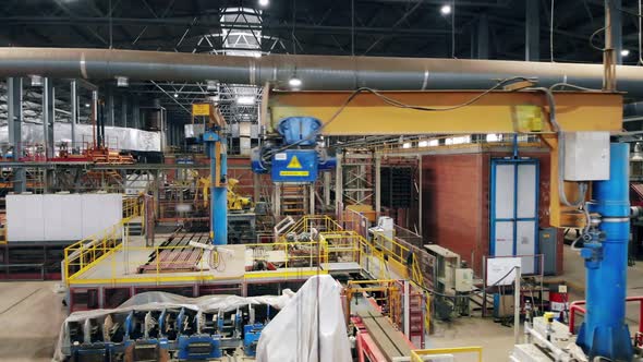Modern Industrial Factory Interior, Wide Angle View.