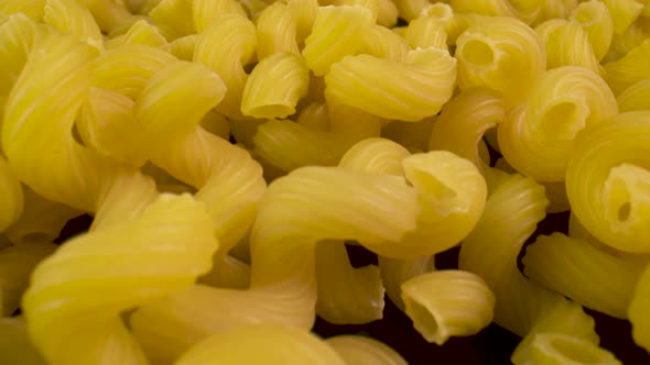 Uncooked cavatappi pasta, close up