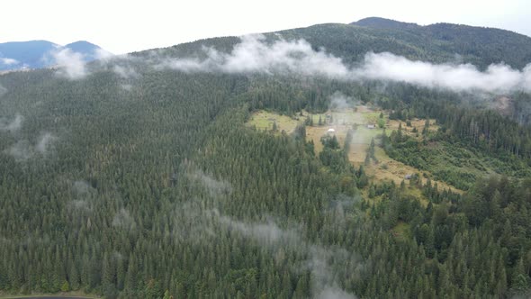 Aerial View of the Carpathian Mountains in Autumn. Ukraine