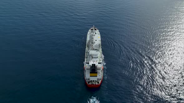 Gas tanker at sea aerial view 4 K Turkey Alanya