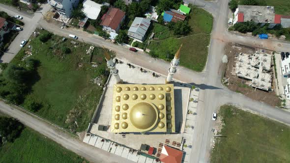 Aerial Golden Color Mosque