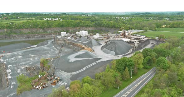 Open-pit mine showing the various layers of quarrying extractive industry