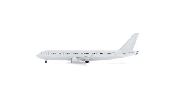 Blank white airplane mock up, looped rotation