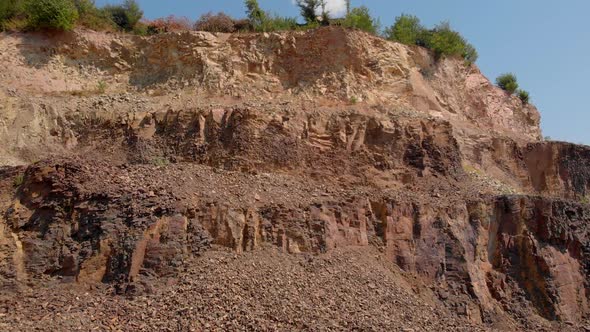 Close Up of Quarry Cliffs on Blue Sky Background