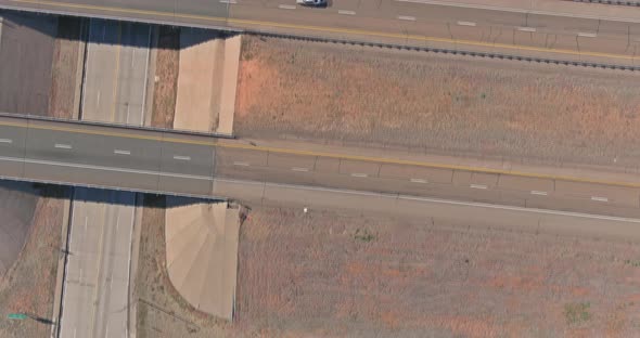 Aerial View of Highway Road Junction From the Height Drone
