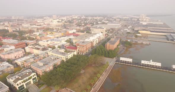 Aerial Overhead of Downtown Charleston, SC