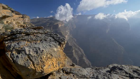 Jebel Shams, Oman. Panorama on the Mountains and the Gorge