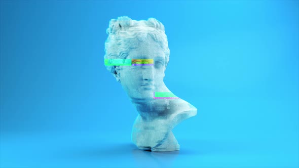 Digital Sculpture on a Blue Background