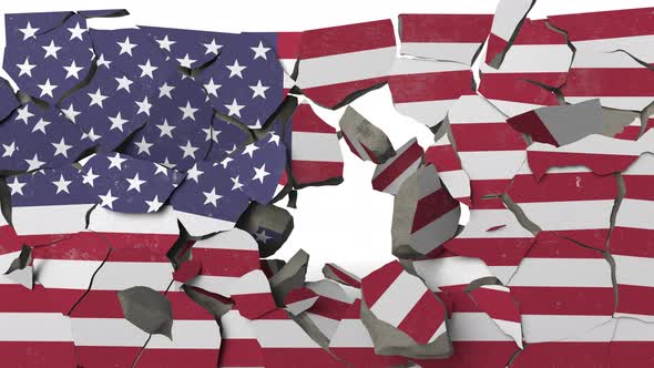 Breaking Wall with Painted Flag of USA alt