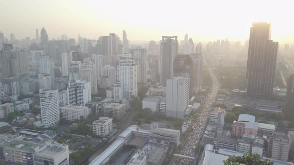 Asoke and Petchaburi Aerial Footage in Bangkok, Thailand