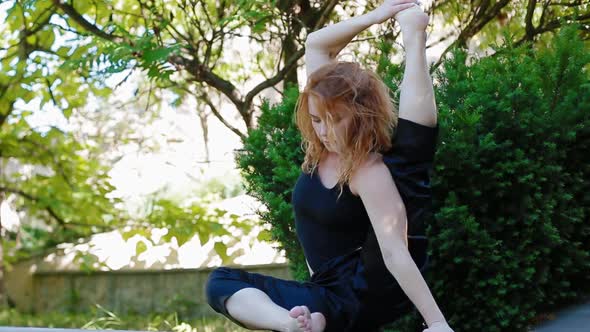 Woman Doing Bearhing Exercise Outdoors