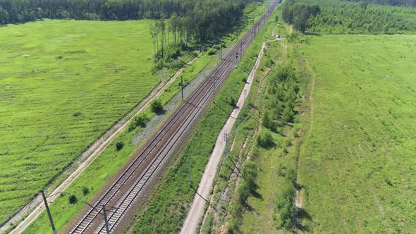 Two-track Railway. The Camera Moves Around Counter-clockwise