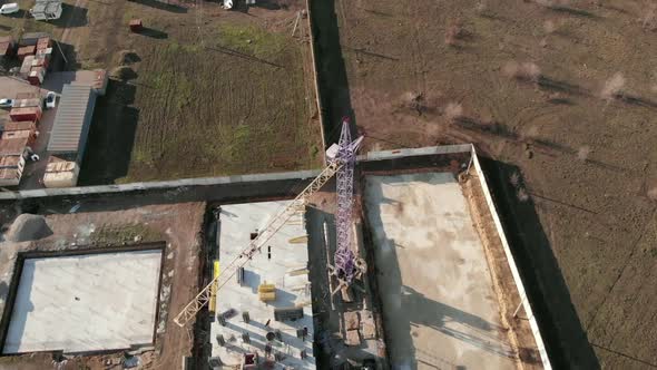 Construction Site Work Of Crane