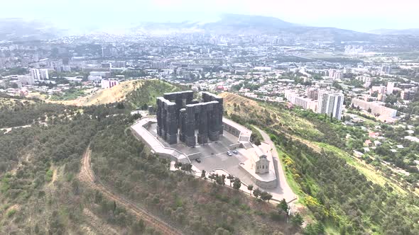 Tbilisi, Georgia - June 7 2022: Aerial view of Memorial History of Georgia