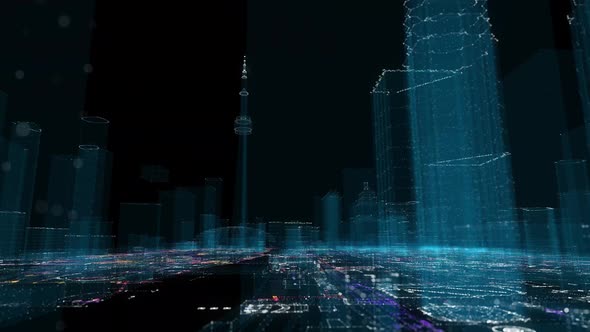 Abstract Hologram 3D City