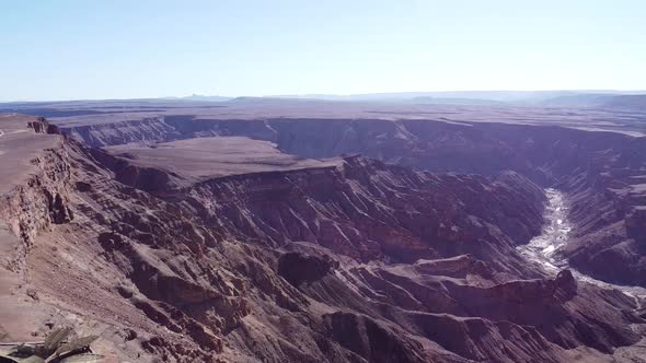 Aerial view on the Fish River Canyon with drying river in it, Namibia, Africa