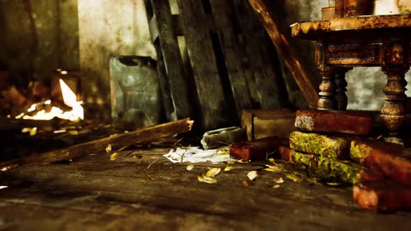 Ruined Abandoned Overgrown By Plants Interior alt