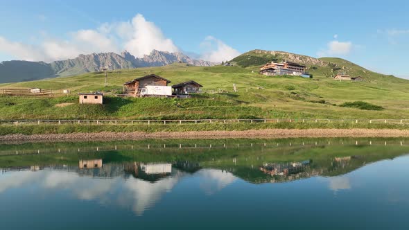 Lake in the Dolomites mountains