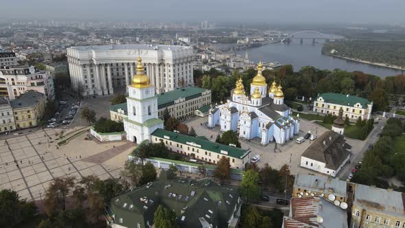 St. Michael's Golden-Domed Monastery in Kyiv, Ukraine. Slow Motion, Kiev