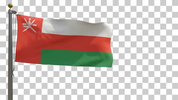 Oman Flag on Flagpole with Alpha Channel