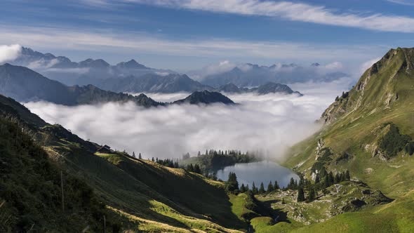 Timelapse of Lake Seealp, Oberstdorf, Allgaeu Alps, Bavaria