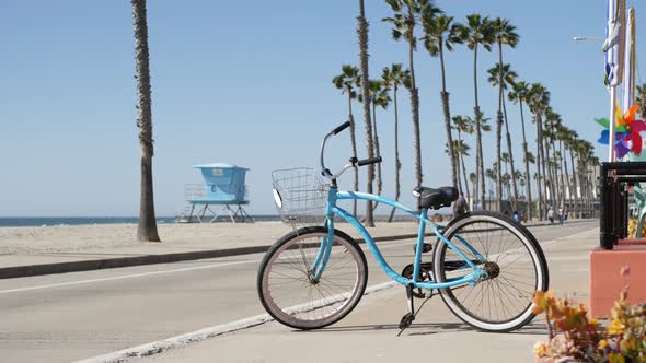 Bicycle Cruiser Bike By Ocean Beach California Coast USA