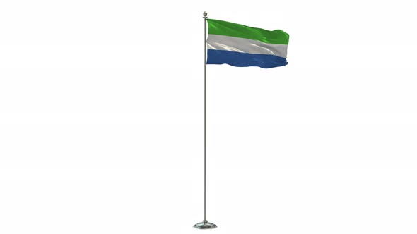 Sierra Leone Looping Of The Waving Flag Pole With Alpha alt