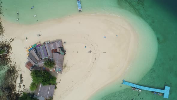 Aerial view drone video of Amazing small island beautiful tropical sandy beach landscape view