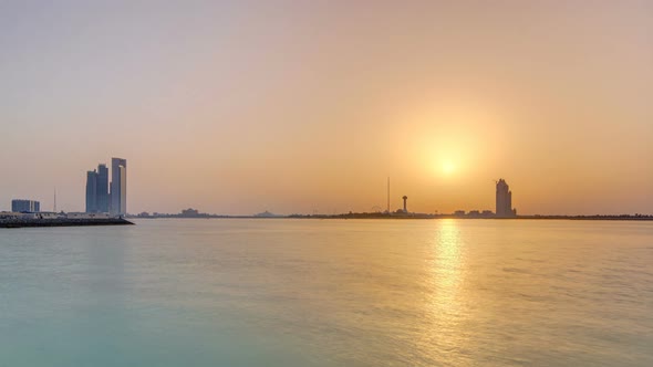 Sunset in Abu Dhabi Over Marina Island Timelapse